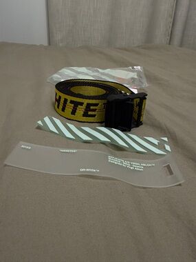Off-White Yellow Industrial Web Belt with Black Buckle